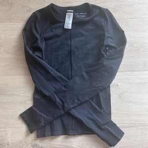 Good American Midnight Black Long Sleeve Shirt